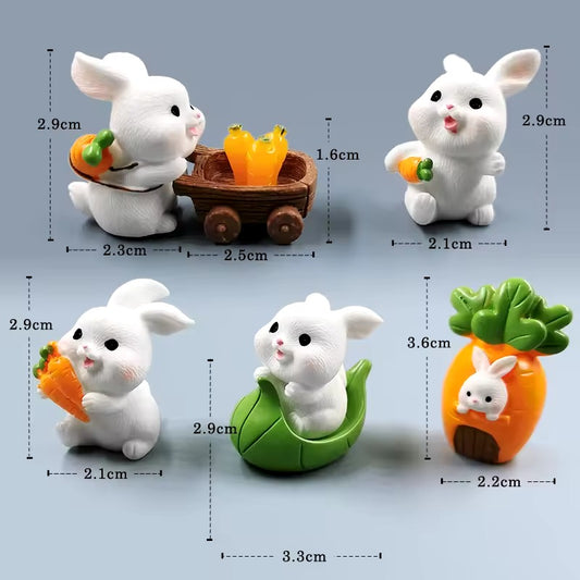 2025 Hot Easter Cute Rabbit Figurine Diy Landscape Home Kawaii Room Decor Miniature Fairy Garden Decoration Accessories Modern