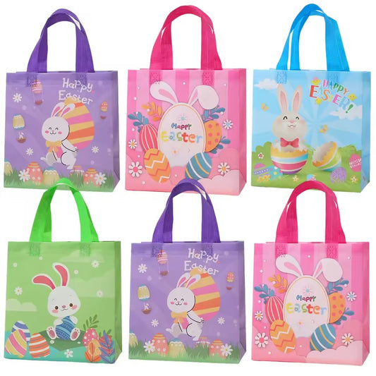 4Pcs Easter Gift Bags Cartoon Easter Eggs Rabbit Candy Gift Packing Bags Easter Party Packaging Supplies Easter Decoration 2025